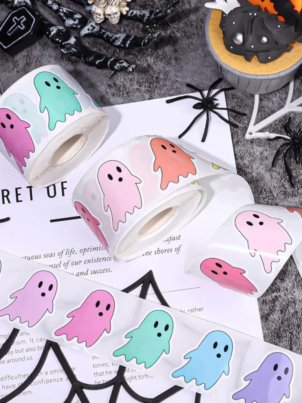 NEW! 👻50 Colorful Ghosts 1.5 inch Stickers